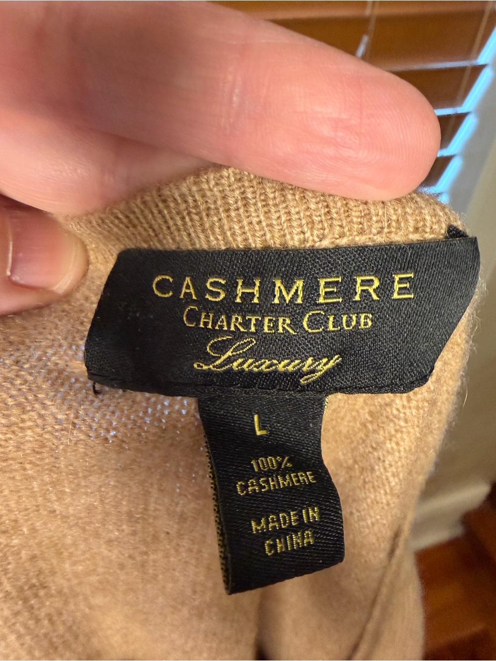 Cashmere Charter Club Women’s Crewneck Sweater in Light Brown - Picture 3 of 4